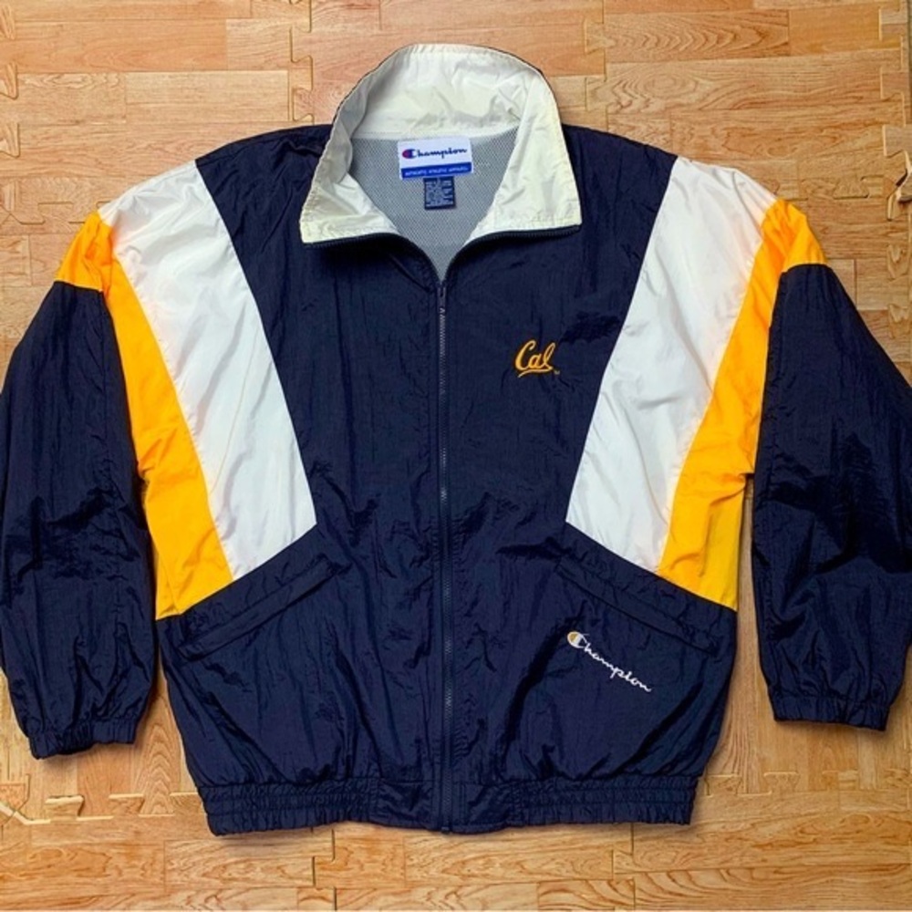 VTG Cal Bears Champion Track Jacket Large California University 90s Nylon Coach